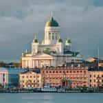 Die Cathedrale, die in Finnlands Hauptstadt Helsinki steht.