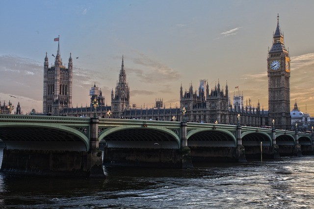 London mit seinem Parlament und dem Glockenturm vom Big Ben.