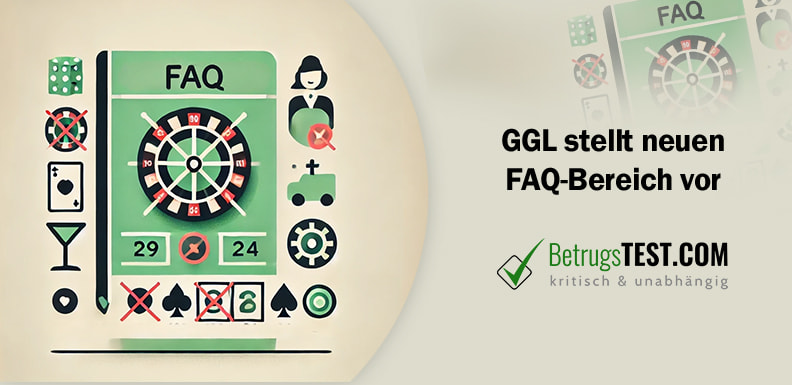 Symbolische Darstellung eines FAQ-Bereichs der GGL - Erstellt mit AI durch Betrugstest Prompt.