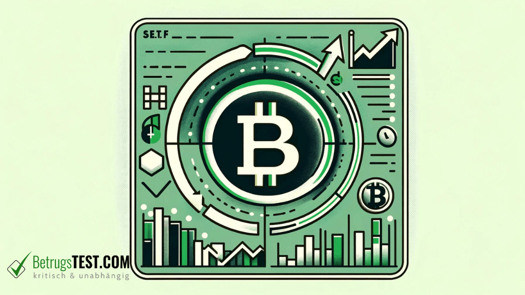 Bitcoin Logo umgeben von Trading-Symbolen - Erstellt mit AI durch Betrugstest Prompt.