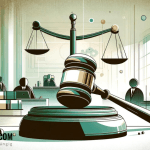 Richterhammer und Waage in einem Gerichtsgebäude - Erstellt mit AI durch Betrugstest Prompt.