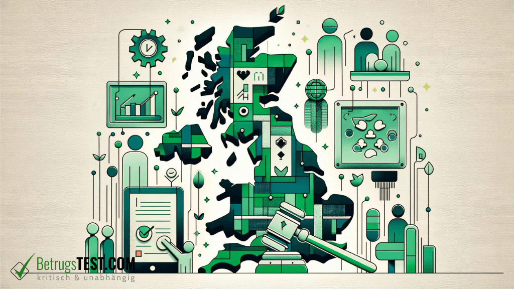Symbolische Darstellung der Glücksspielregulierung in Großbritannien - Erstellt mit AI durch Betrugstest Prompt.