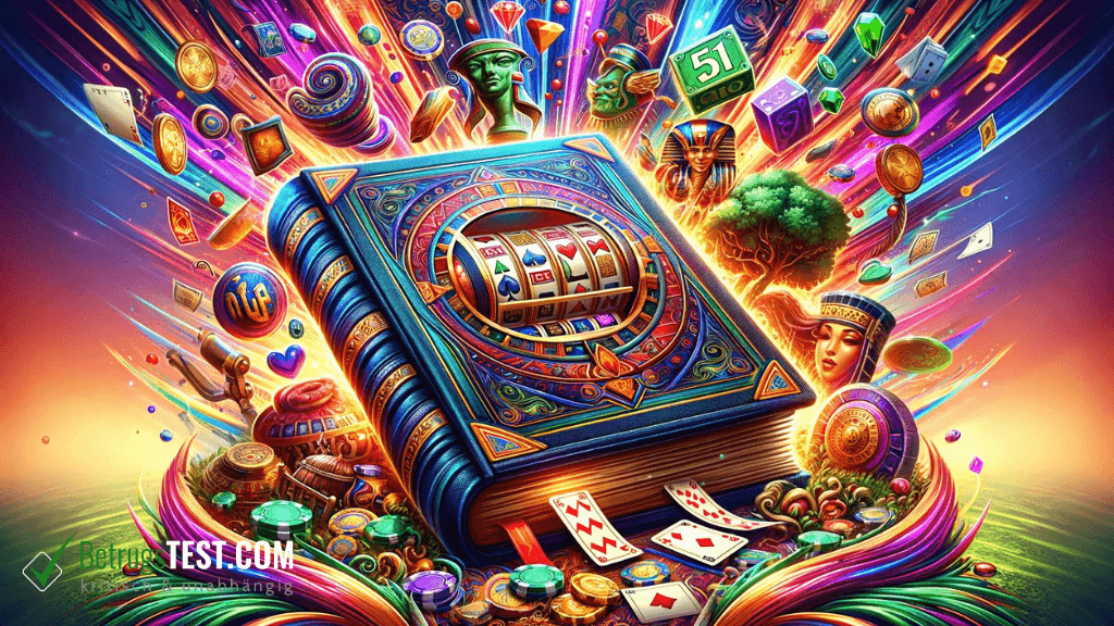 Darstellung eines Bücher-Spielautomaten- Erstellt mit AI durch Betrugstest Prompt.