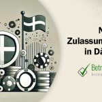 Glücksspielelemente neben einer Flagge Dänemarks - Erstellt mit AI durch Betrugstest Prompt.