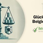 Waage mit Spielchips und Belgien-Schriftzug - Erstellt mit AI durch Betrugstest Prompt.
