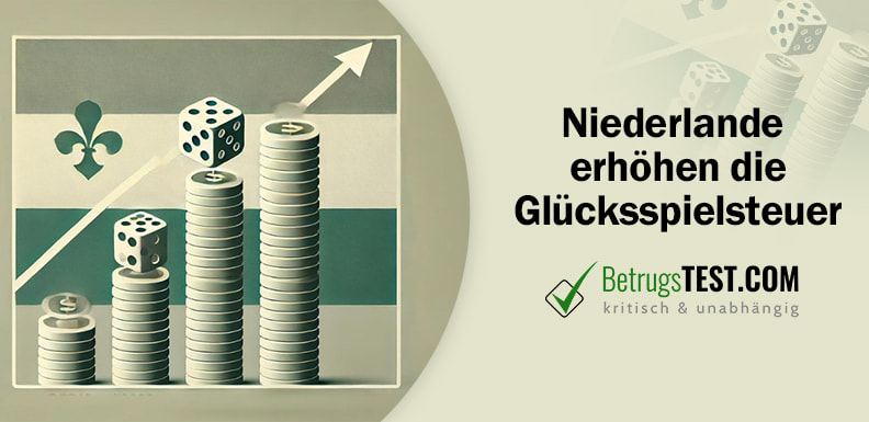 Stapel von Münzen, die immer mehr ansteigen und mit Spielwürfeln - Erstellt mit AI durch Betrugstest Prompt.