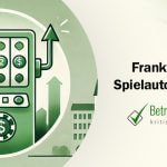 Glücksspielautomat vor dem Panorama einer Stadt - Erstellt mit AI durch Betrugstest Prompt.