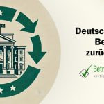 Regierungsgebäude Deutschlands mit einem Pfeil in Richtung unten - Erstellt mit AI durch Betrugstest Prompt.
