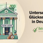 Bankgebäude neben einem Spielautomaten - Erstellt mit AI durch Betrugstest Prompt.