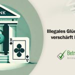 Bankgebäude mit einem Verboten-Icon und einem Schloss - Erstellt mit AI durch Betrugstest Prompt.