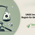 Richterwaage mitsamt Richterhammer mit Glücksspielelementen wie Spielkarten und Würfeln - Erstellt mit AI durch Betrugstest Prompt.