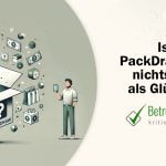Offene Box mit Fragezeichen, Geldscheinen und Sachpreisen wie Autos, die dort heraus kommen - Erstellt mit AI durch Betrugstest Prompt.