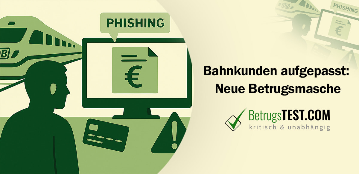 Zug der Deutschen Bahn und eine Person, die auf einen Computerbildschirm schaut - Erstellt mit AI durch Betrugstest Prompt.
