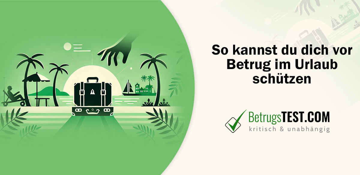 Urlaubskulisse mit einer Hand, die nach einem Koffer greift - Erstellt mit AI durch Betrugstest Prompt.
