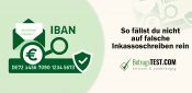 Briefumschlag, IBAN, Diollarzeichen und eine Lupe - Erstellt mit AI durch Betrugstest Prompt.