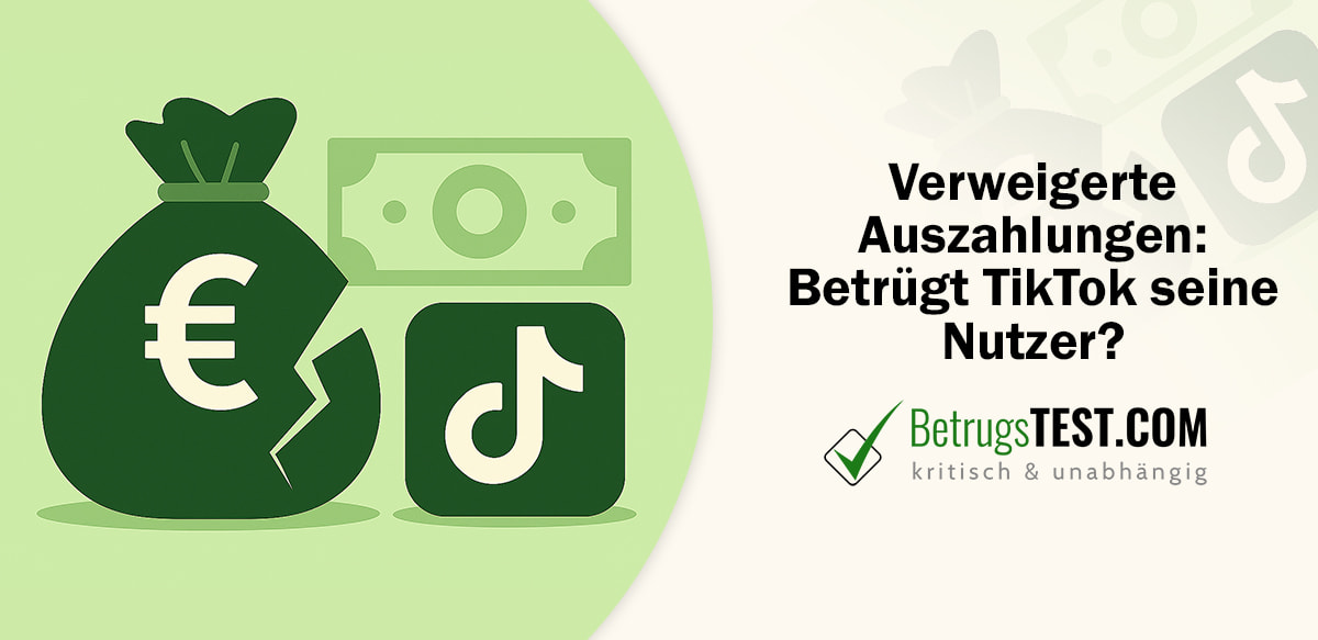 Angerissener Geldsack, ein Geldschein und das TkTok Logo - Erstellt mit AI durch Betrugstest Prompt.