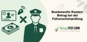 Polizist neben einem Führerschein - Erstellt mit AI durch Betrugstest Prompt.