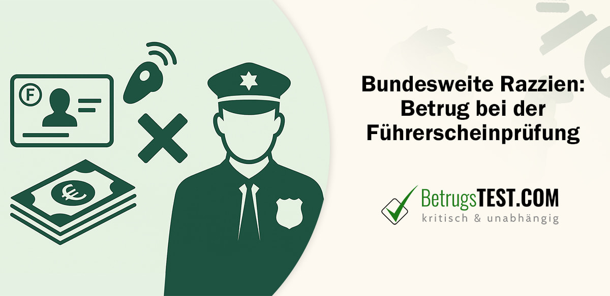 Polizist neben einem Führerschein - Erstellt mit AI durch Betrugstest Prompt.