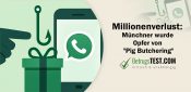 Smartphone mit WhatsApp Logo neben einem Geschenk und einem Angelhaken - Erstellt mit AI durch Betrugstest Prompt.