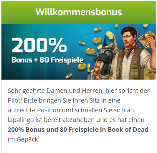 Spannender Willkommensbonus bei Lapalingo.