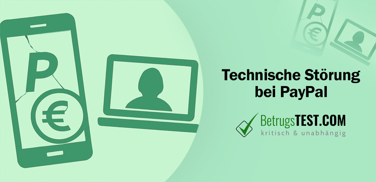 Ein Smartphone, das das PayPal Logo und das Euro Zeichen abbildet. Daneben ein Laptop, der die Silhouette einer Person zeigt. - Erstellt mit AI durch Betrugstest Prompt.