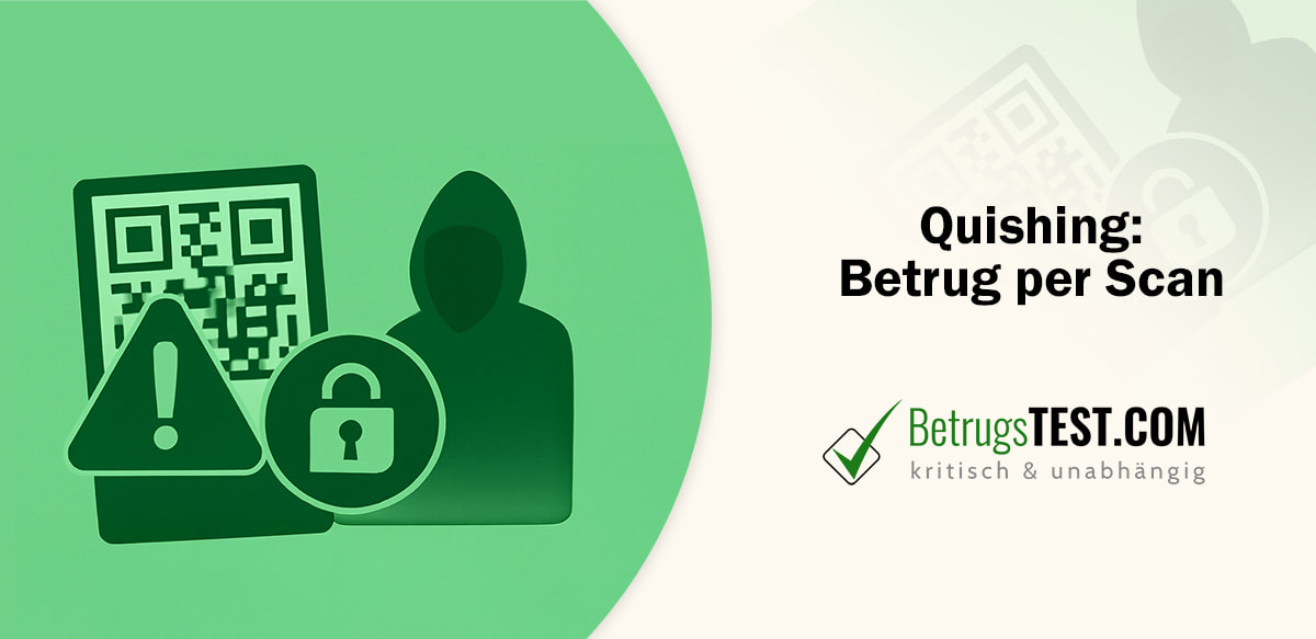 Digitale Illustration eines QR-Codes mit Warndreieck, Schloss-Symbol und einer Kapuzenfigur vor einem grünen Hintergrund. - Erstellt mit AI durch Betrugstest Prompt.