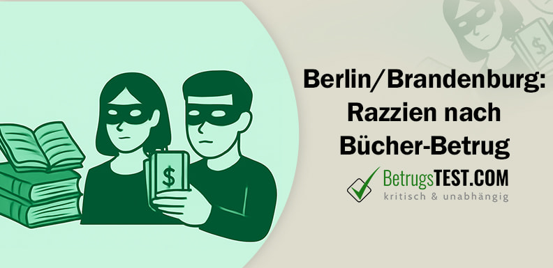 Eine grafische Darstellung von zwei maskierten Personen neben einem Stapel Bücher. Eine Person hält Geldscheine in der Hand. - Erstellt mit AI durch Betrugstest Prompt.