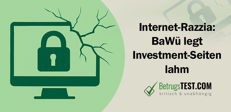 Minimalistische digitale Illustration eines Computerbildschirms mit einem grünen Vorhängeschloss und einem Riss in der oberen rechten Ecke. - Erstellt mit AI durch Betrugstest Prompt.