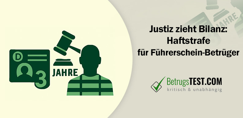 Minimalistische Illustration, die einen Führerschein, einen Richterhammer und die Silhouette eines Verurteilten darstellt. - Erstellt mit AI durch Betrugstest Prompt.