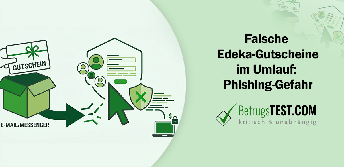 Eine Hand legt einen gefälschten Gutschein in eine Mailbox, von der aus gestohlene Benutzerdaten zu einem unsicheren Laptop geleitet werden - Erstellt mit AI durch Betrugstest Prompt.
