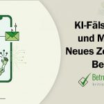 Eine minimalistische Illustration in Grüntönen zeigt einen Anwender vor einem Smartphone, das durch Symbole für Mikrofone, Briefkästen und E-Mails die Vernetzung verschiedener digitaler Betrugswege durch künstliche Intelligenz darstellt - Erstellt mit AI durch Betrugstest Prompt.