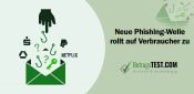 Eine minimalistische Illustration zum Thema Phishing: Aus einem grünen Briefumschlag steigen Angelhaken, Fragezeichen und ein Schlüssel auf, nach denen eine dunkle Hand greift. - Erstellt mit AI durch Betrugstest Prompt.